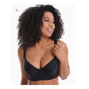 Women's CloudLuxe Black Bra 40C Smoothing Underwire Lined Elongated Band